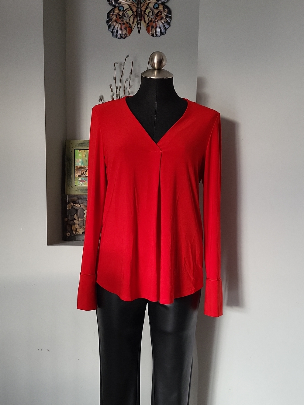 Joseph Ribkoff Red V-neck Blouse Size 8